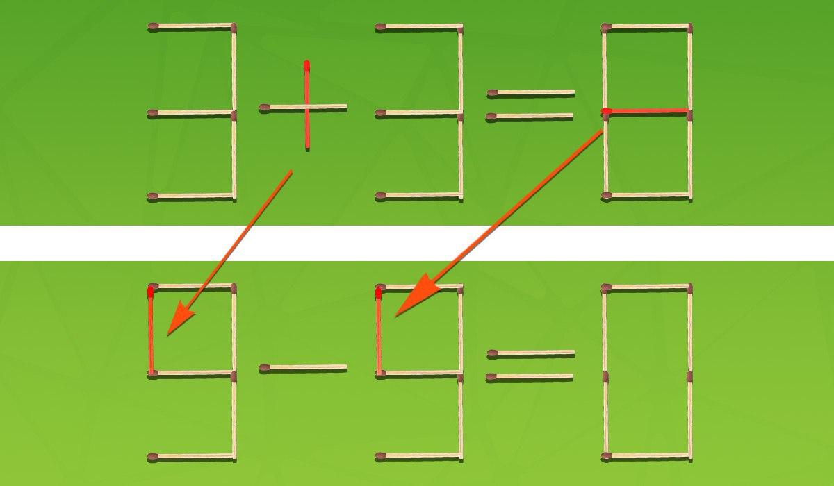Toto ukazuje, ktorá zhoda a kam ju treba presunúť, aby ste opravili rovnosť